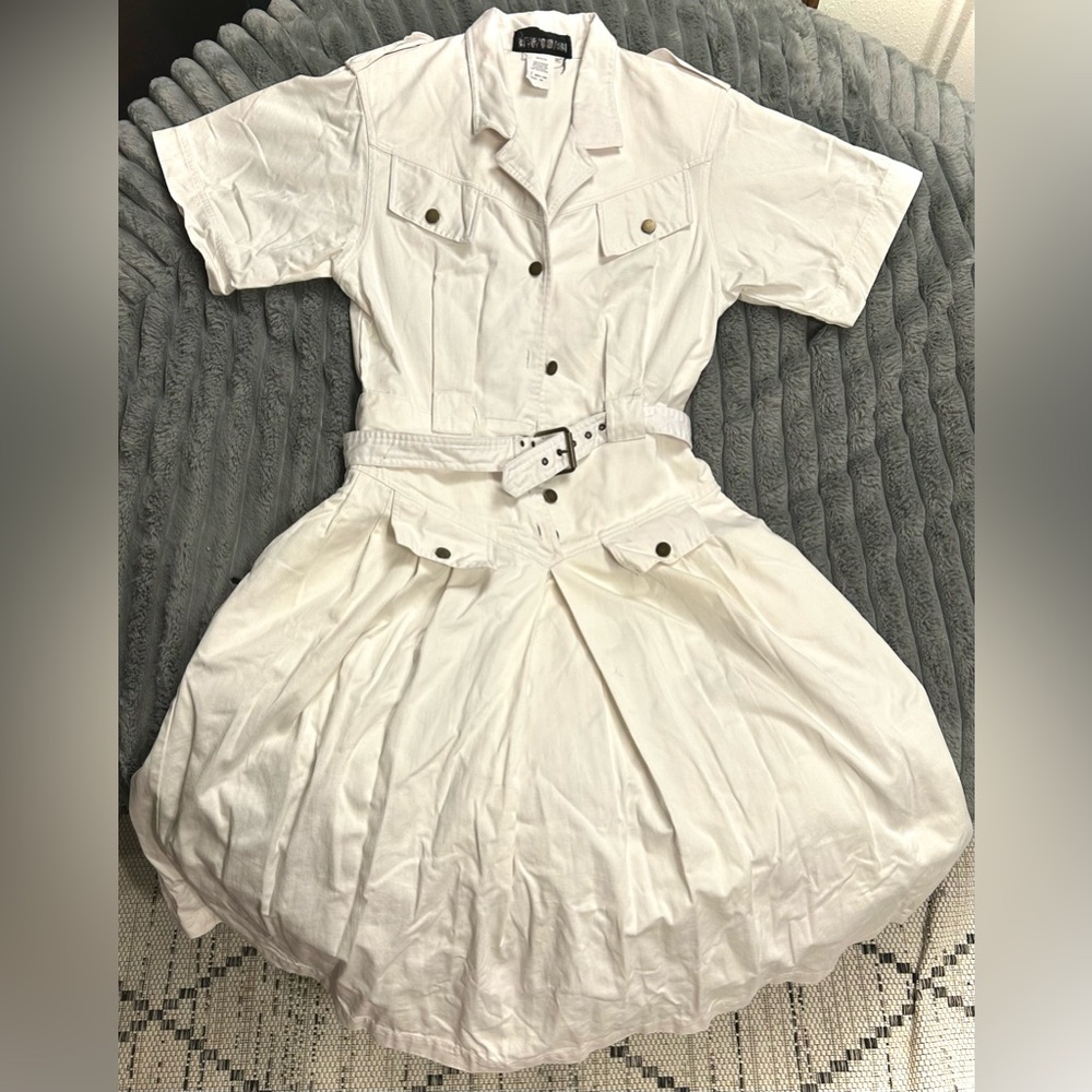 Vintage White Button Down Denim Dress
